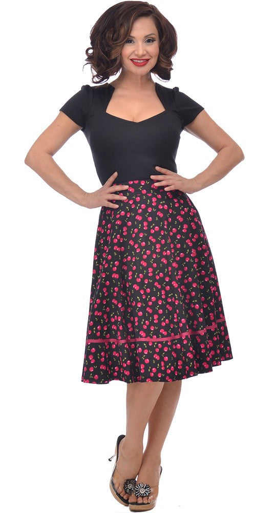 Bottoms Retro Vintage Pin-up Cherry Cherries Swing Skirt