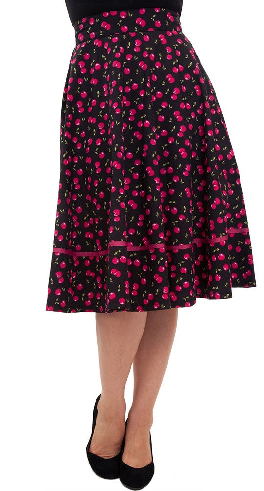 Bottoms Retro Vintage Pin-up Cherry Cherries Swing Skirt