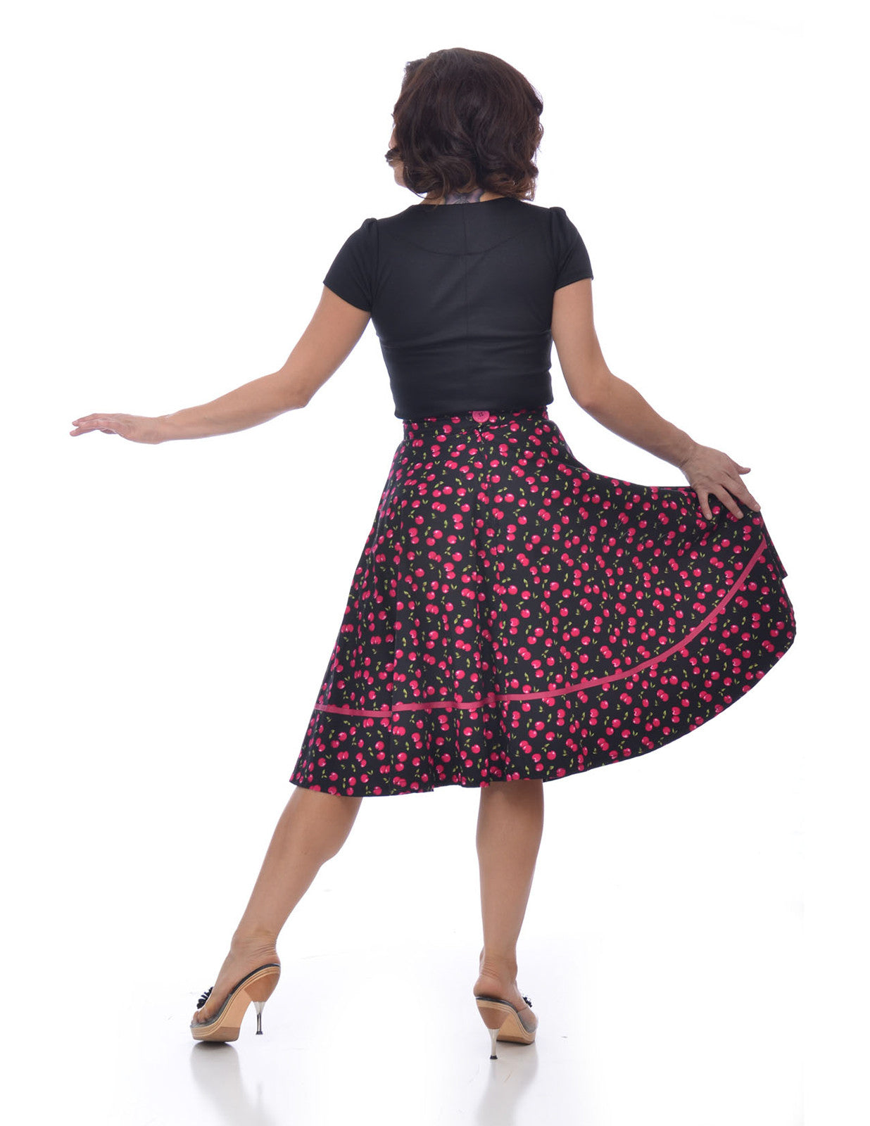 Bottoms Retro Vintage Pin-up Cherry Cherries Swing Skirt