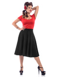 Bottoms Steady Clothing High Waist Pin-up Office Lady Black Swing Circle Skirt