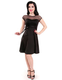 Dresses 60's Lovely Pinup Sheer Lace Polka Dot Little Black Dress