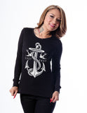 Tops Nautical Beach Rope Anchor & Swallow Castaway Thermal Long-Sleeve Top