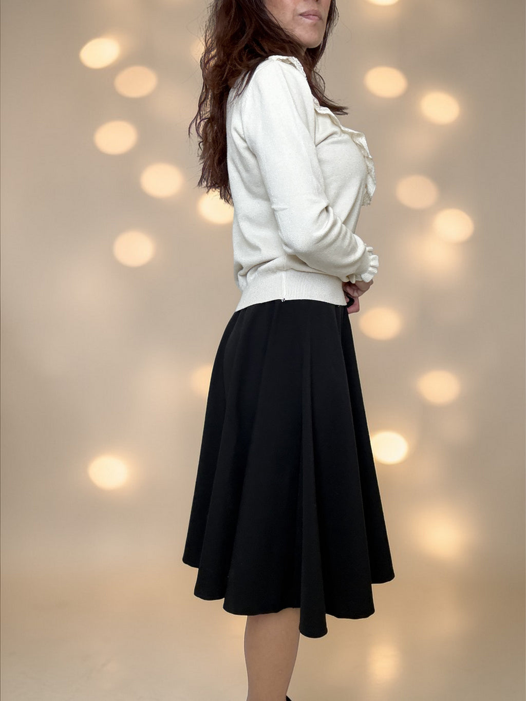 Steady Clothing High Waist Pin-up Office Lady Black Swing Circle Skirt - Skelapparel