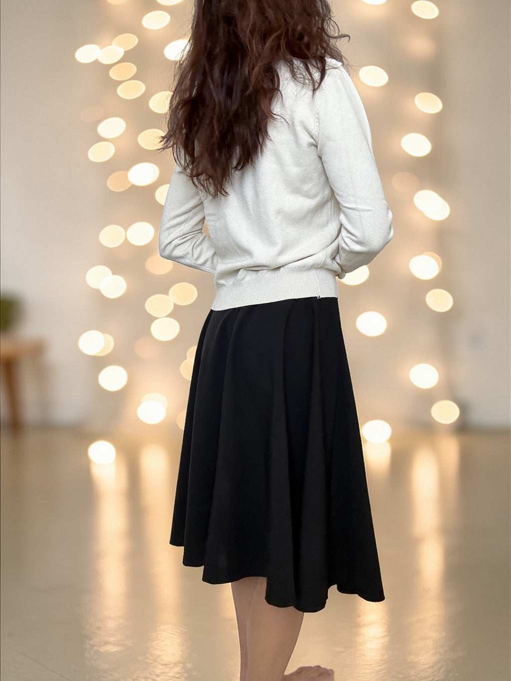 Steady Clothing High Waist Pin-up Office Lady Black Swing Circle Skirt - Skelapparel