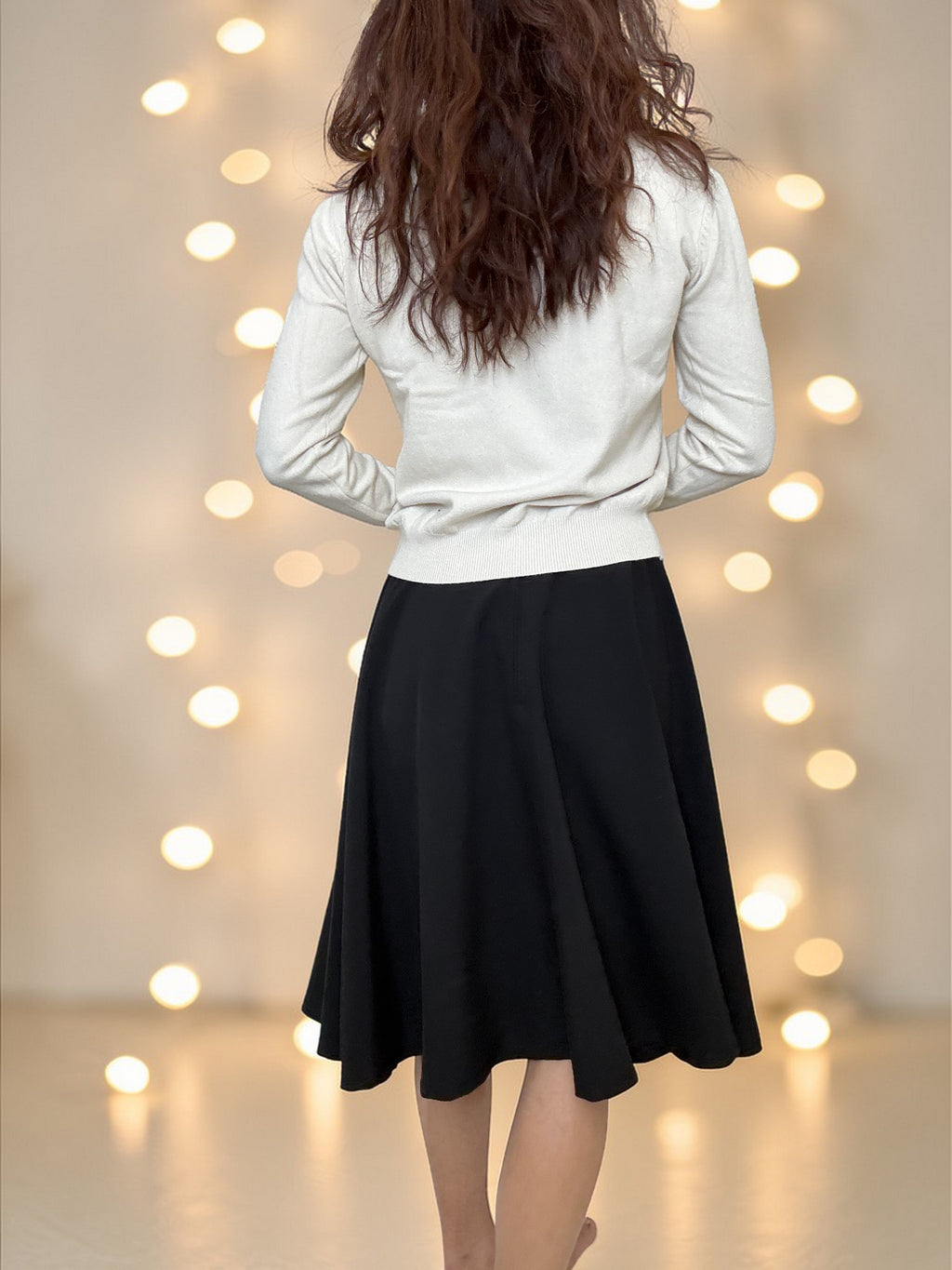 Steady Clothing High Waist Pin-up Office Lady Black Swing Circle Skirt - Skelapparel