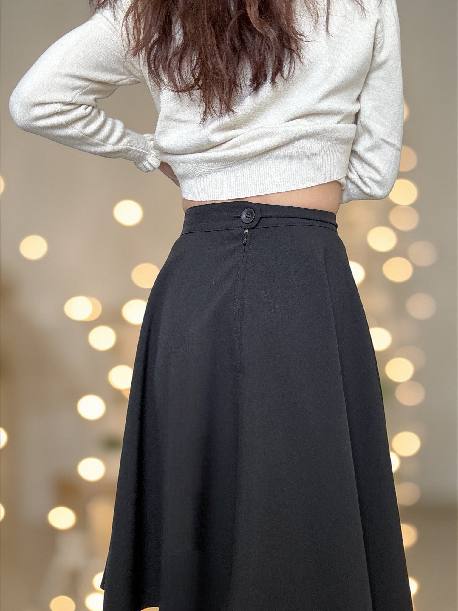 Steady Clothing High Waist Pin-up Office Lady Black Swing Circle Skirt - Skelapparel
