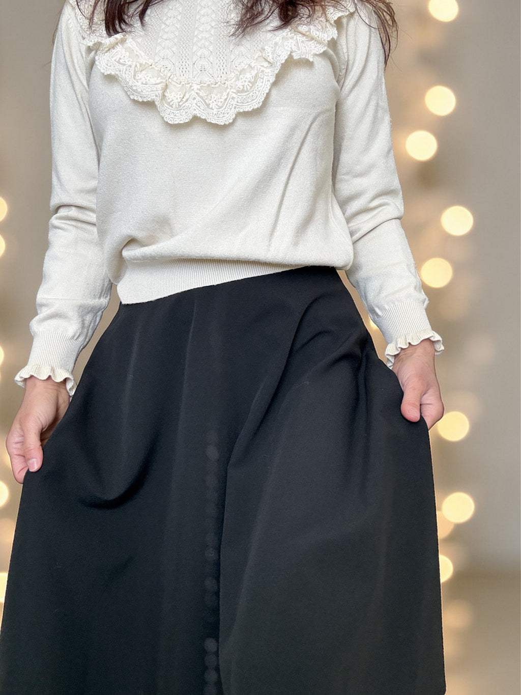 Steady Clothing High Waist Pin-up Office Lady Black Swing Circle Skirt - Skelapparel