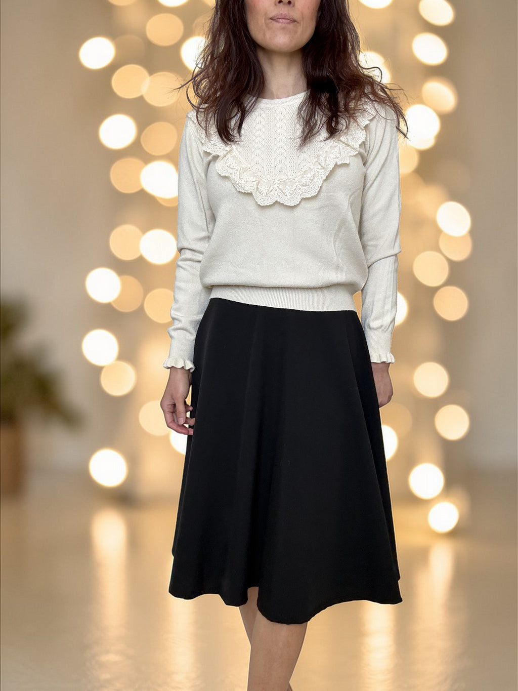 Steady Clothing High Waist Pin-up Office Lady Black Swing Circle Skirt - Skelapparel