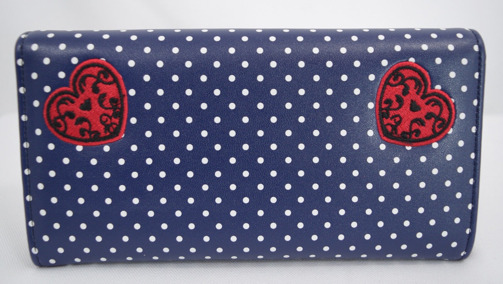 Lost Queen Swallow Bird Tattoo & Heart Polka Dot embroidery Bi-fold Wallet - Skelapparel
