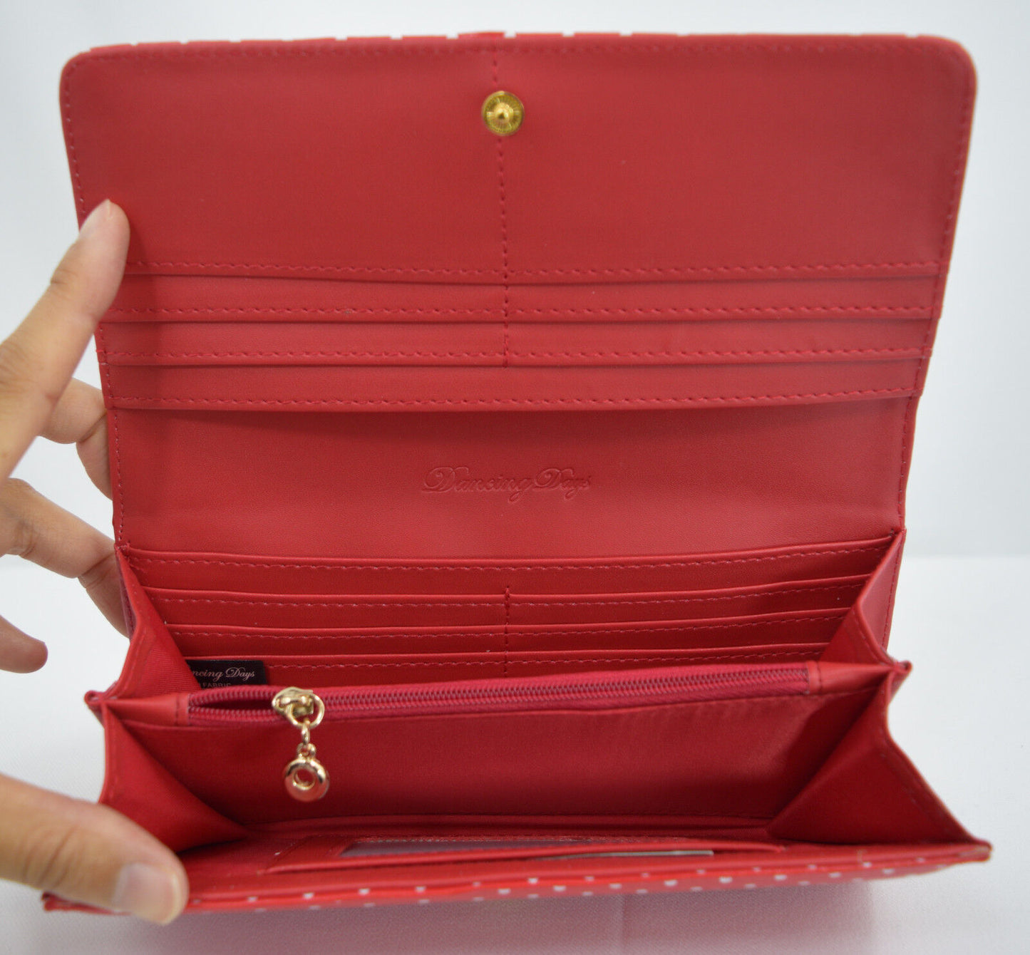 Lost Queen Swallow Bird Tattoo & Heart Polka Dot embroidery Bi-fold Wallet - Skelapparel