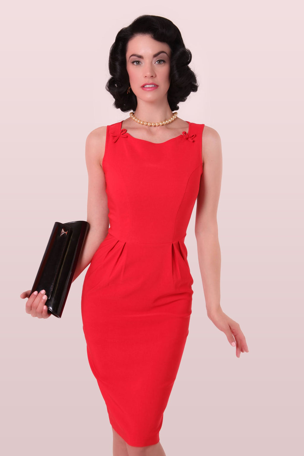 1950s Red Pencil Dress Vintage Vixen Pinup Red Pencil Dress With