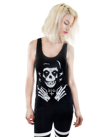 Tops Too Fast Punk Rock Metal Goth Crimson Ghost Black Racerback Tank Top