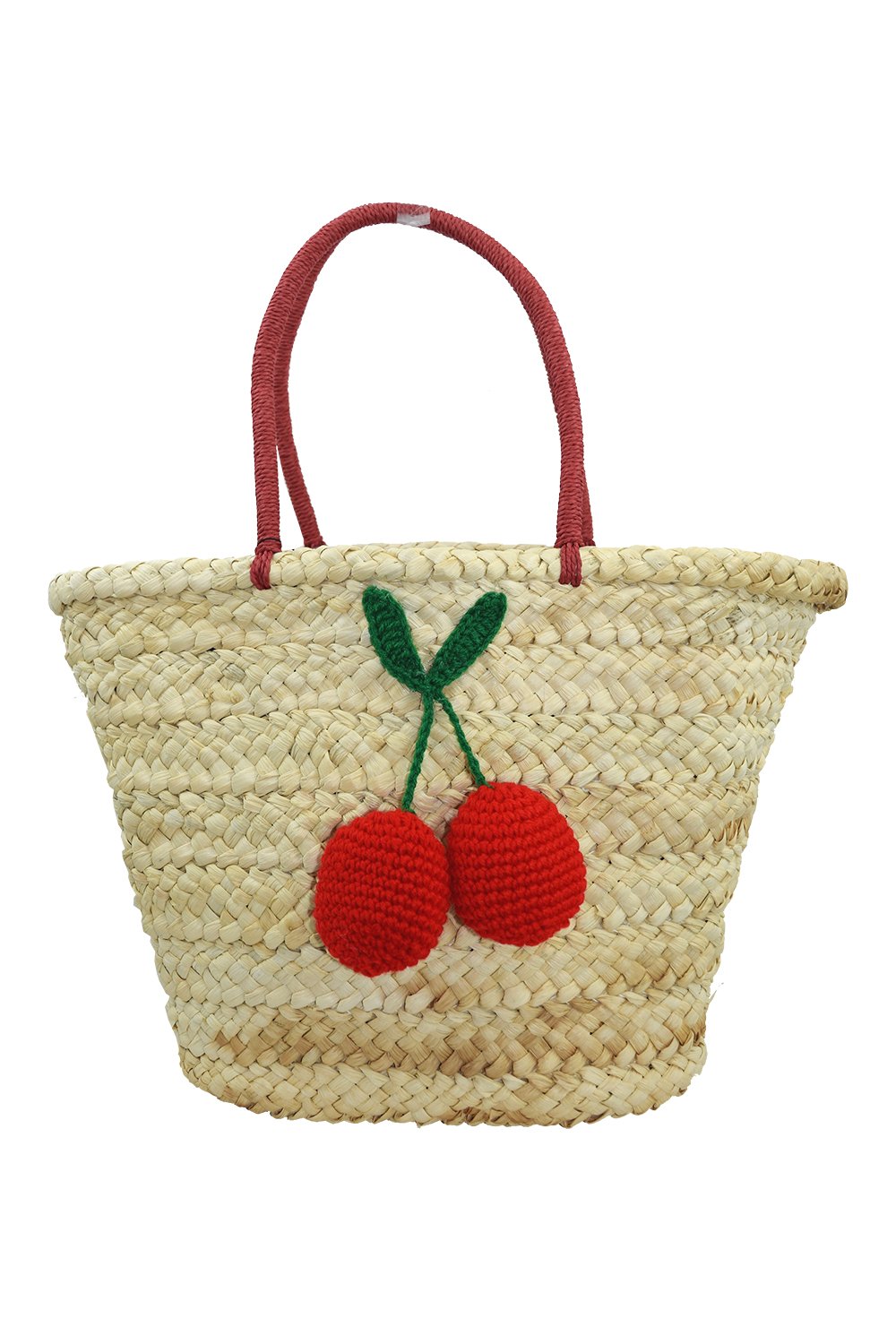 Accessories 60's Vintage Inspired Natural Straw Cherry Pom Pom Tote Bag