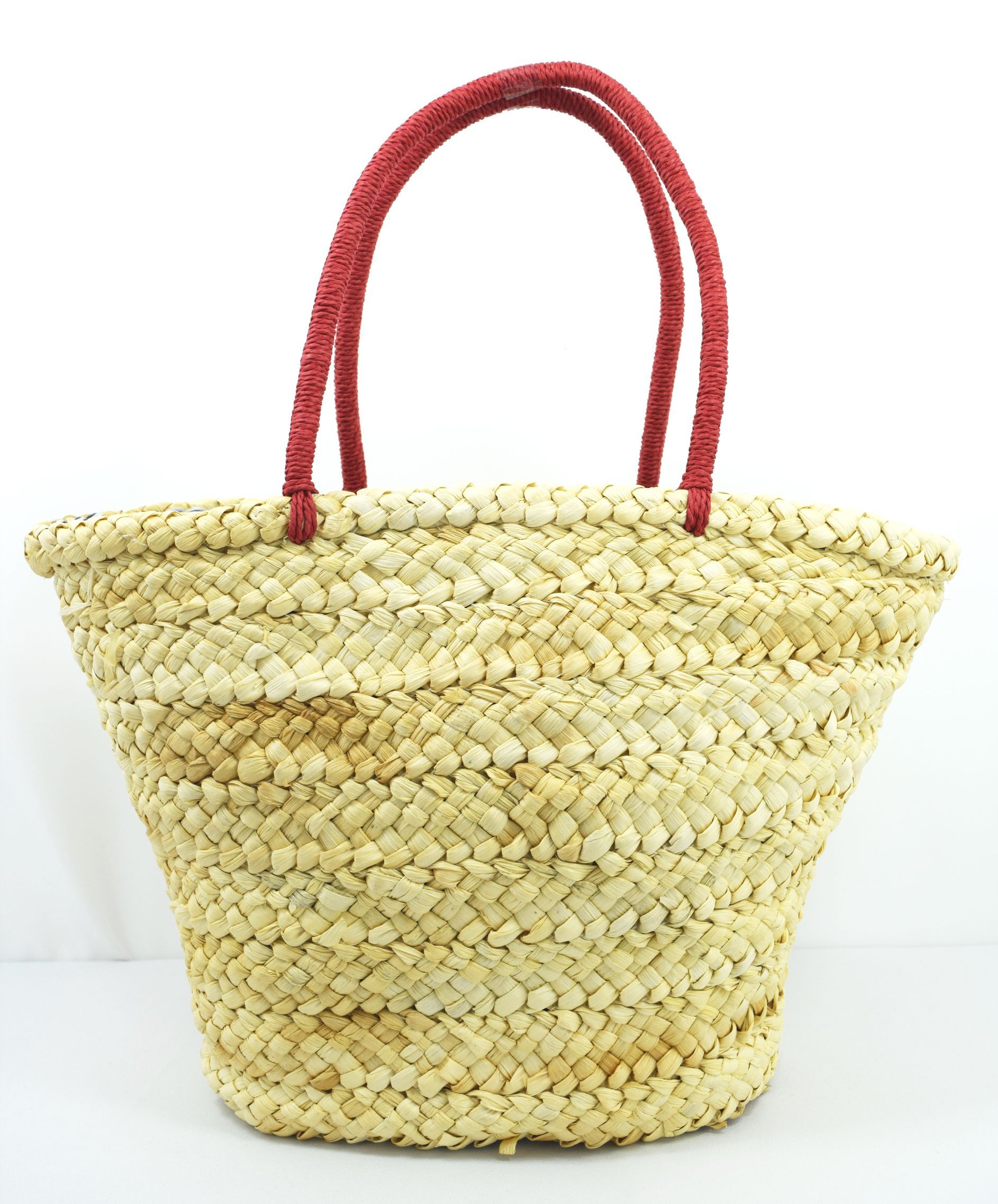 Accessories 60's Vintage Inspired Natural Straw Cherry Pom Pom Tote Bag
