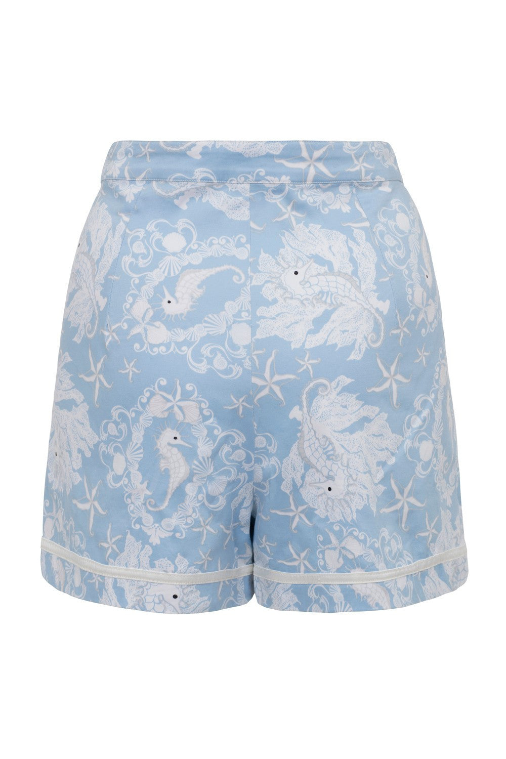 Bottoms Nautical Love Seahorses Print Stretch High Rise Waisted Shorts