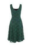 Dresses Vintage Inspired 60's Victorian Green Rose Lace Flare Party Dress